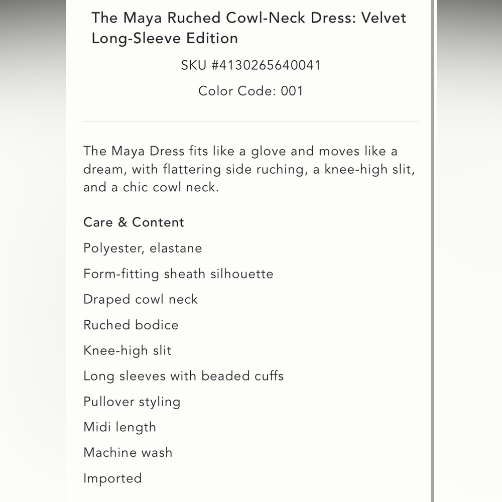✨ Anthropologie Maya Ruched Cowl-Neck Dress: Velvet Long-Sleeve Edition Sz 2X - Picture 9 of 10